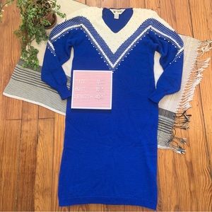 Vintage Fabulous 80s Pearl Beaded Angora Blend Sweater Dress